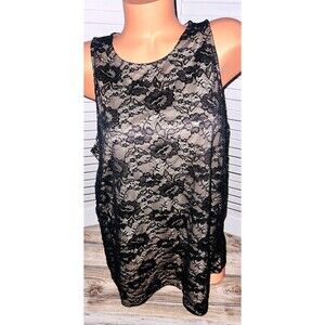 Torrid Stretch Black Lace High Neck Tank Top Shirt Blouse Size 2 NEW 18/20 Work